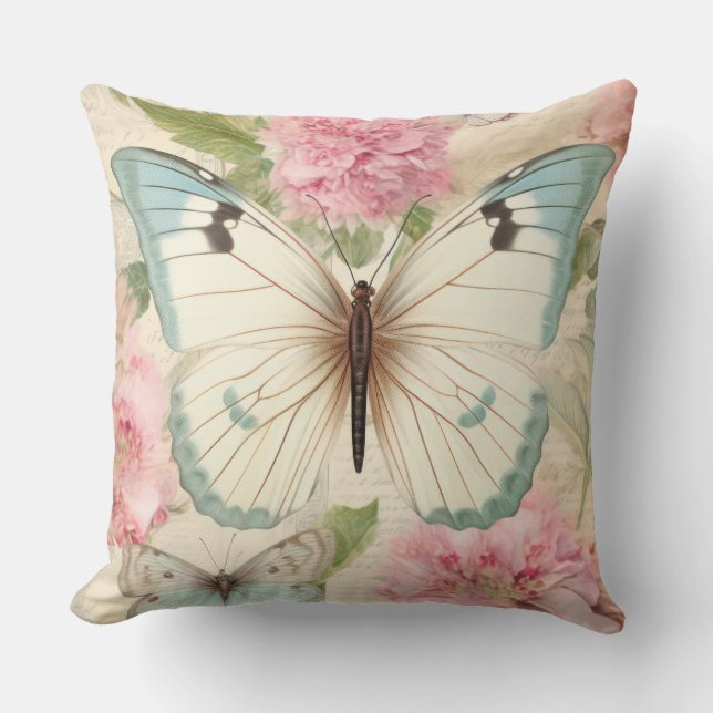 Vintage Butterfly Kudde (Framsida)