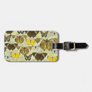 Vintage Butterfly Moth Chart Mönster Bagagebricka
