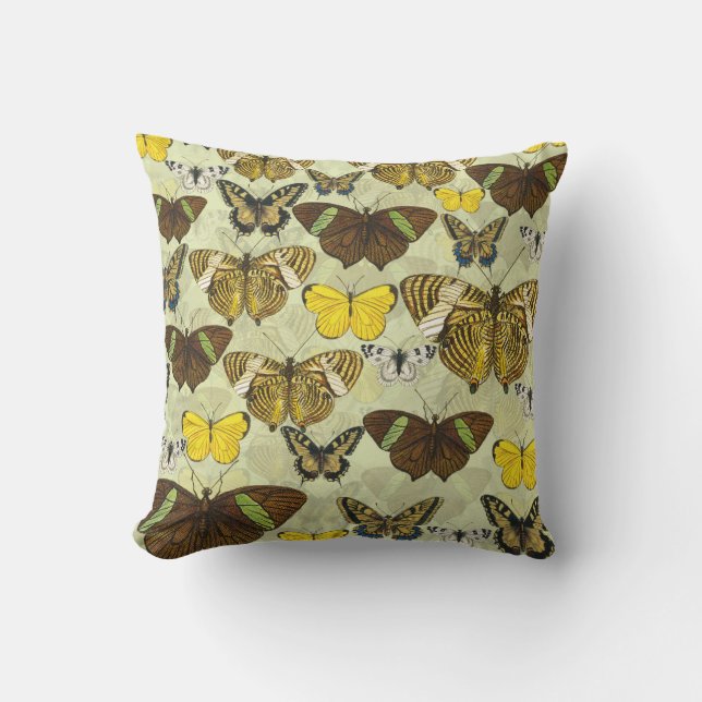 Vintage Butterfly Moth Chart Mönster Kudde (Framsida)