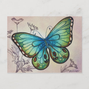 Vintage Butterfly No 7 Vatercolor Art Postcard Vykort