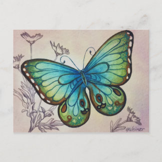 Vintage Butterfly No 7 Vatercolor Art Postcard Vykort
