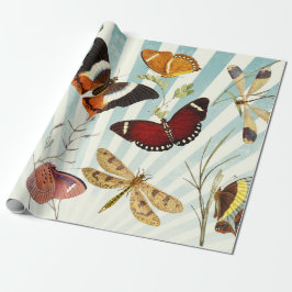 Vintage Butterfly och Dragonfly Presentpapper
