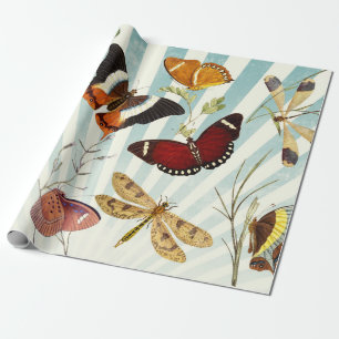 Vintage Butterfly och Dragonfly Presentpapper