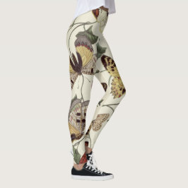 Vintage Butterfly och månmålning Leggings