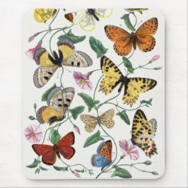 Vintage Butterfly och månmålning Musmatta