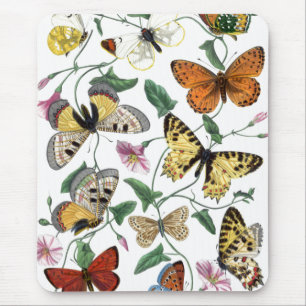 Vintage Butterfly och månmålning Musmatta