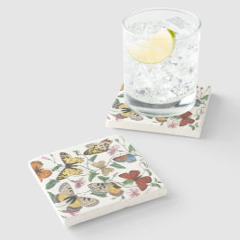 Vintage Butterfly och månmålning Stenunderlägg