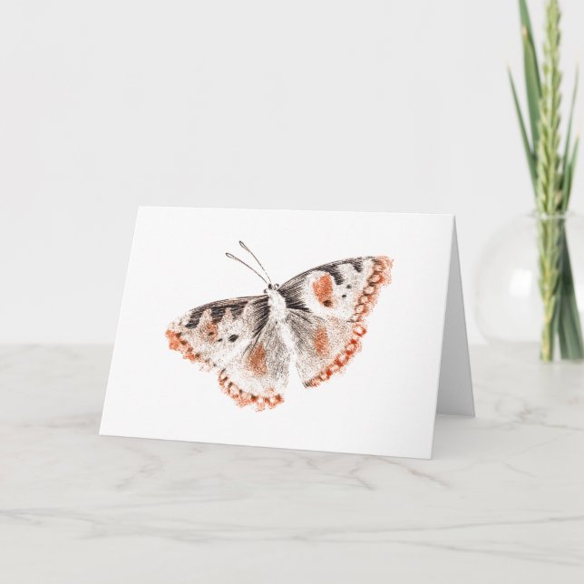Vintage Butterfly Old Illustration Kort (Framsida)