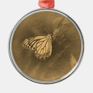 Vintage Butterfly on Flower - Ornaments Julgransprydnad Metall