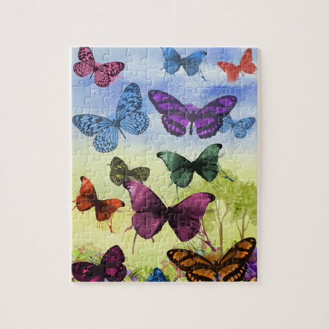 Vintage Butterfly Papillon Old Illustration Art Pussel (Vertikal)