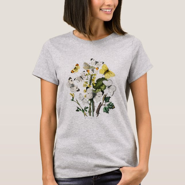 Vintage Butterfly Papillon Old Illustration T Shirt (Framsida)