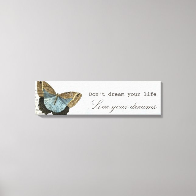 Vintage Butterfly-positiva inspirationstecken Canvastryck (Framsida)