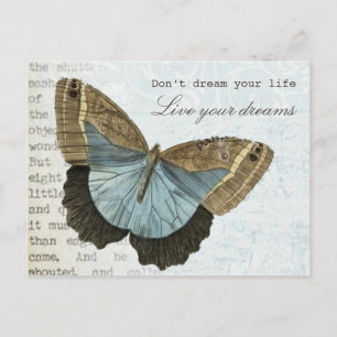 Vintage Butterfly-positiva inspirationstecken Vykort