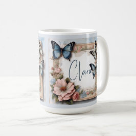 Vintage Butterfly Ram Monogram Kaffemugg