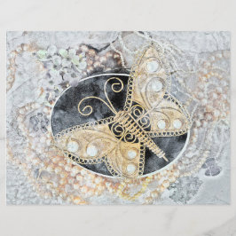 Vintage Butterfly Romantic Guld White Black Art