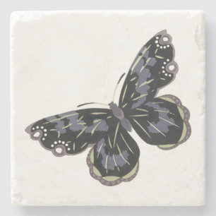 Vintage Butterfly Square Underlägg Sten