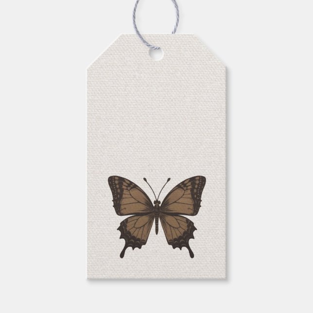 Vintage Butterfly Tag Presentetikett (Framsidan)