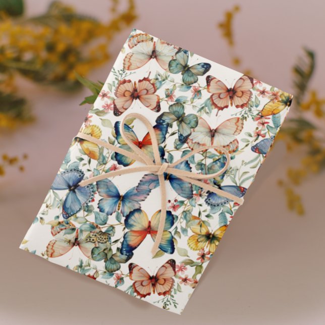 Vintage Butterfly vackra Cream Decoupage Presentpapper (Skapare uppladdad)