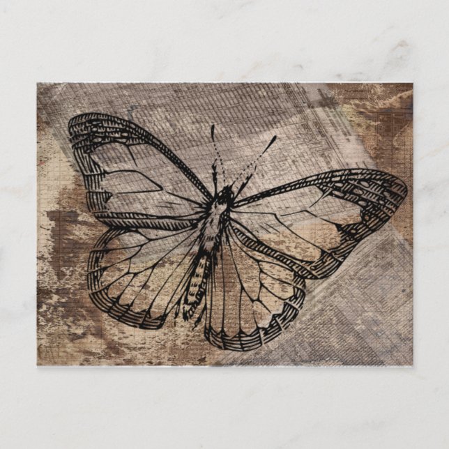 Vintage Butterfly Vykort (Framsida)