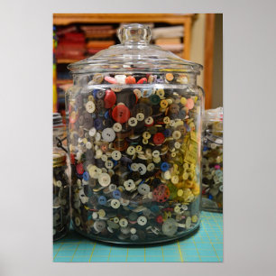 Vintage Buttons i Burk Poster