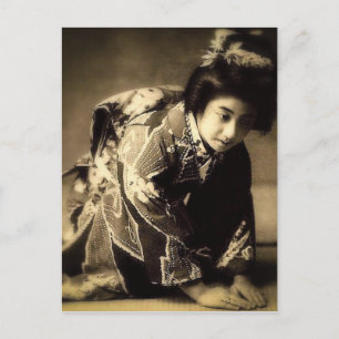 Vintage Bwing Geisha Sepia Toned お 辞 japanska 儀 Vykort