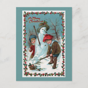 Vintage "bygga för snögubben" helg vykort