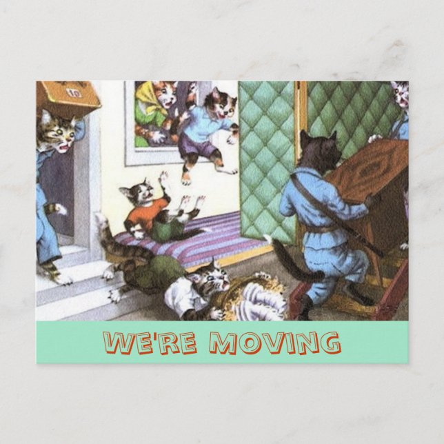 Vintage Byte av vykort för Adress med katter (Framsida)