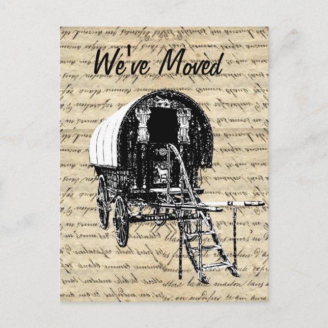 Vintage Byte av zigenarhusvagn i adress Meddelande Vykort (Framsida)
