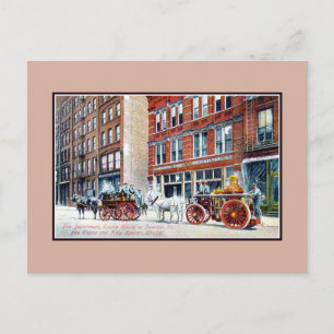Vintage ca 1890s Fire Department Engines Chicago Vykort