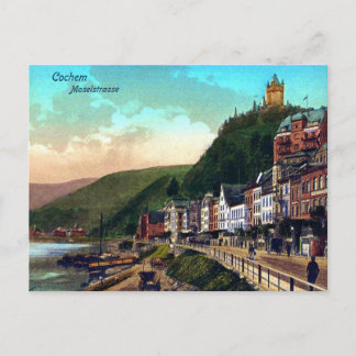 Vintage ca 1900 floden Cochem Moselstrasse Moselle Vykort