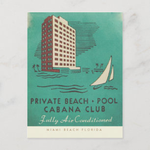 Vintage Cabana Klubb Miami Travel Postcard Vykort