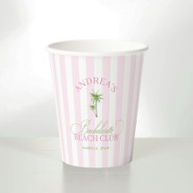 Vintage Cabana Rosa Ränder Palmträd Möhippa