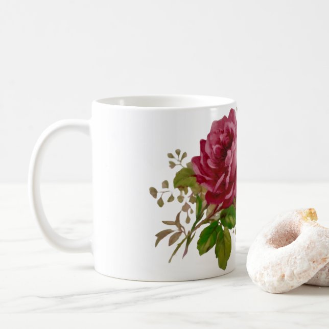 Vintage Cabbage Rose Elegance  Kaffemugg (Med munk)