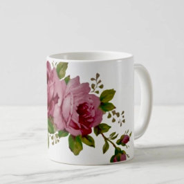 Vintage Cabbage Rose Elegance  Kaffemugg