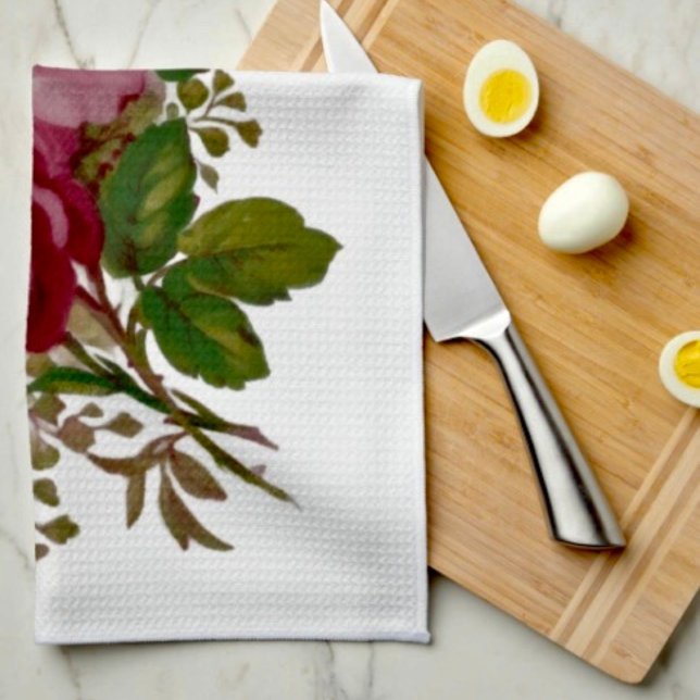 Vintage Cabbage Rose Elegance  Kökshanddukar (Skapare uppladdad)