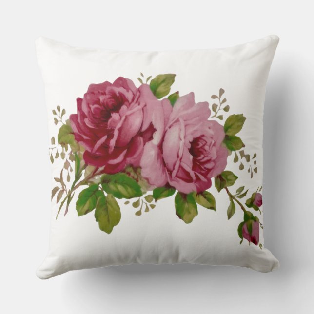 Vintage Cabbage Rose Elegance  Throw Pillow Kudde (Baksida)