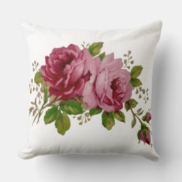 Vintage Cabbage Rose Elegance  Throw Pillow Kudde