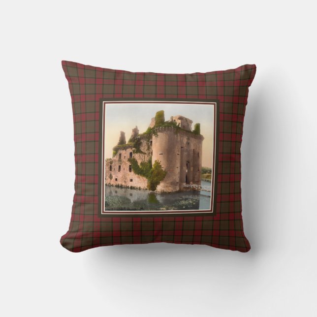 Vintage Caerlaverock Castle Klan Maxwell Tartan Kudde (Framsida)