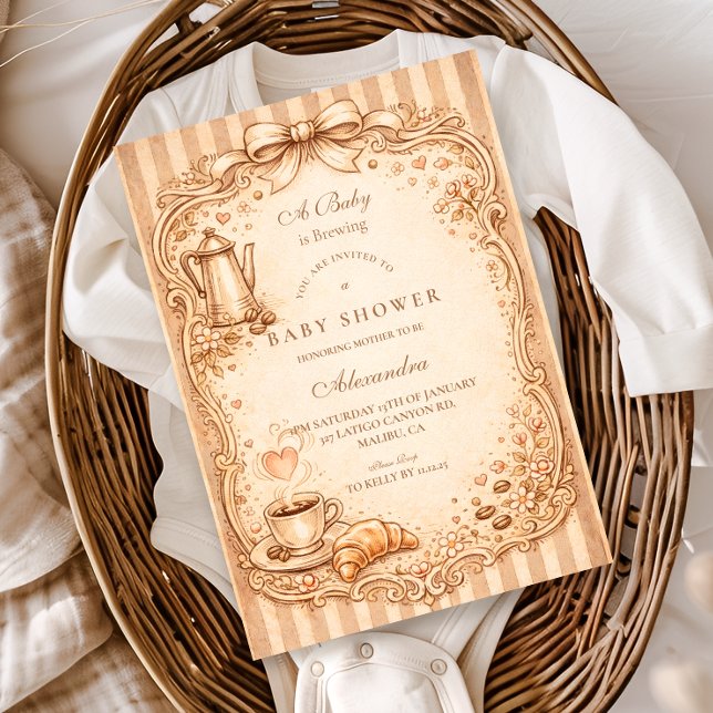 Vintage Café Baby Shower Inbjudningar (Skapare uppladdad)