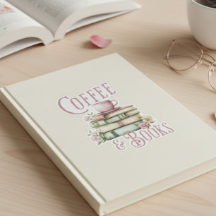 Vintage Cafe Coffee and Books Blommig Klistermärken