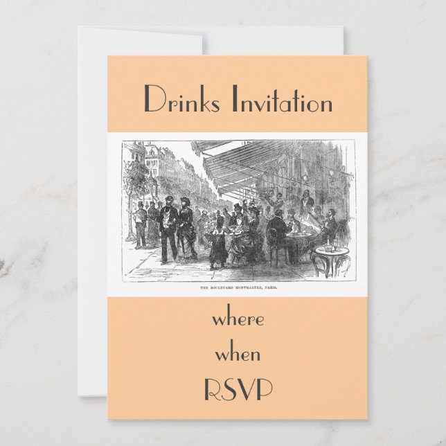 Vintage Cafe Montmartre Parispartiets inbjudan (Framsida)