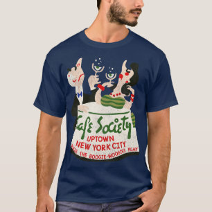 Vintage Cafe Society Nedlagd New York City Nattklu T Shirt