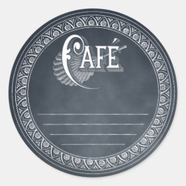 Vintage Cafe-stift för radmatning med kontur Runt Klistermärke