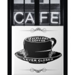 Vintage cafékaffe kopp, svart på vitt kakelplatta<br><div class="desc">Vintage cafékaffe-skylt som säger " Utmärkt kaffe,  aldrig tillsluten" på teckning i ett kaffe mugg. Klar och vitt.</div>