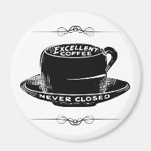 Vintage cafékaffe, skyltmagnet