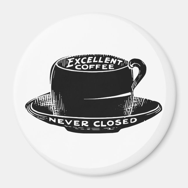 Vintage cafékaffe, skyltmagnet magnet (Framsidan)