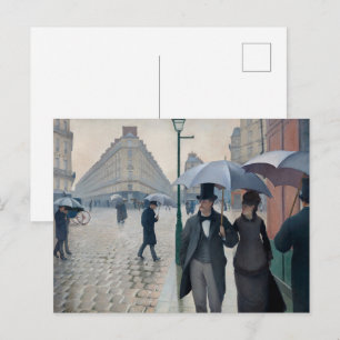 Vintage Caillebotte Paris Street Regnig Dag Konst Vykort