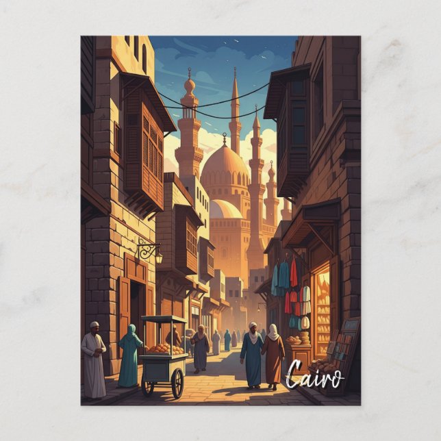 Vintage Cairo Egypten Travel Vykort (Framsida)