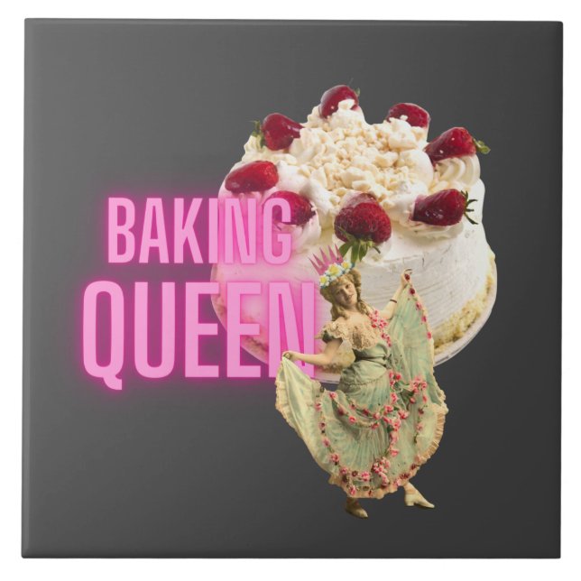 Vintage Cake Baking Drottning  Kakelplatta (Framsidan)