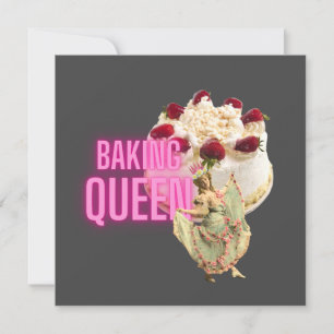 Vintage Cake Baking Queen Platt Greeting Card